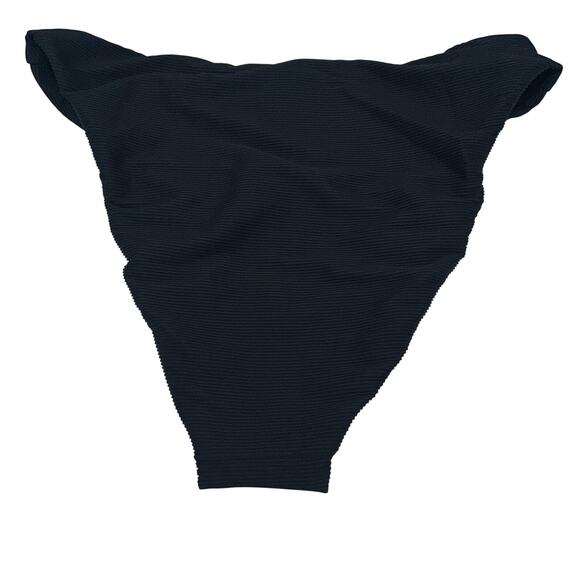 New J. Crew Black Ribbed High Rise Waisted Cheeky Bikini Swim Suit Bottom Medium - Picture 6 of 7